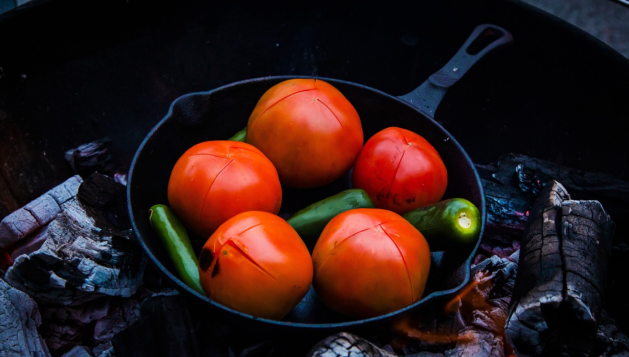 Cast Iron pan directly over open fire